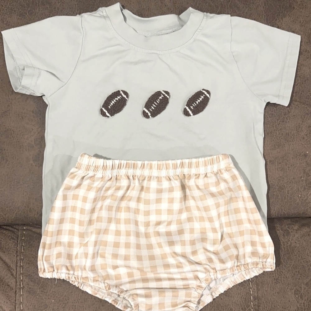 Southern Darlin’ Smocks boys French Knot football set!🏈